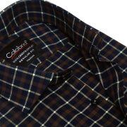 Midnight Brown Windowpane Check Shirt CLB-VFU63