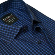 Navy Cobalt Check Combed Cotton Shirt CLB-MAL4361