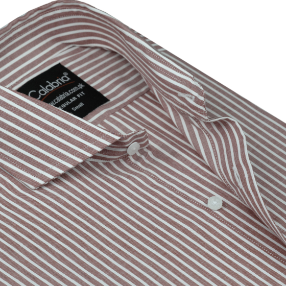 Muted Rose Striped Italian Cotton Shirt - CLB-ITF4087