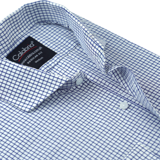 White Micro Check Egyptian Cotton Shirt for Men CLB-MAL4421