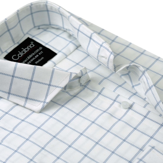 Luxury White Windowpane Cotton Shirt CLB-MAL4424