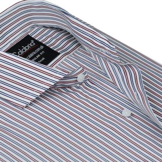 Italian Cotton Red Blue Stripe Shirt CLB-ITF4081