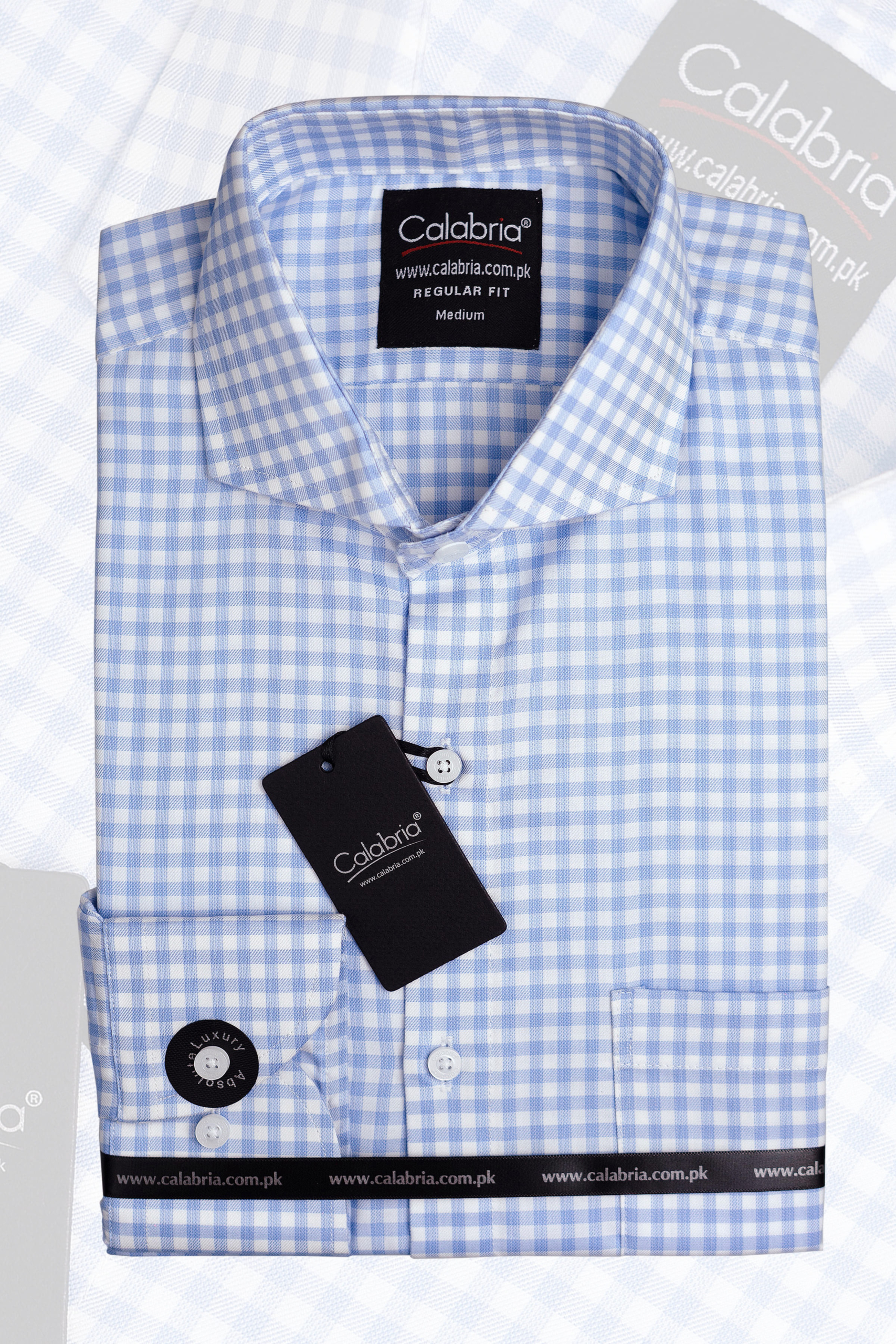 Sky Blue Egyptian Cotton Gingham Shirt CLB-MAL4430 - Image 2