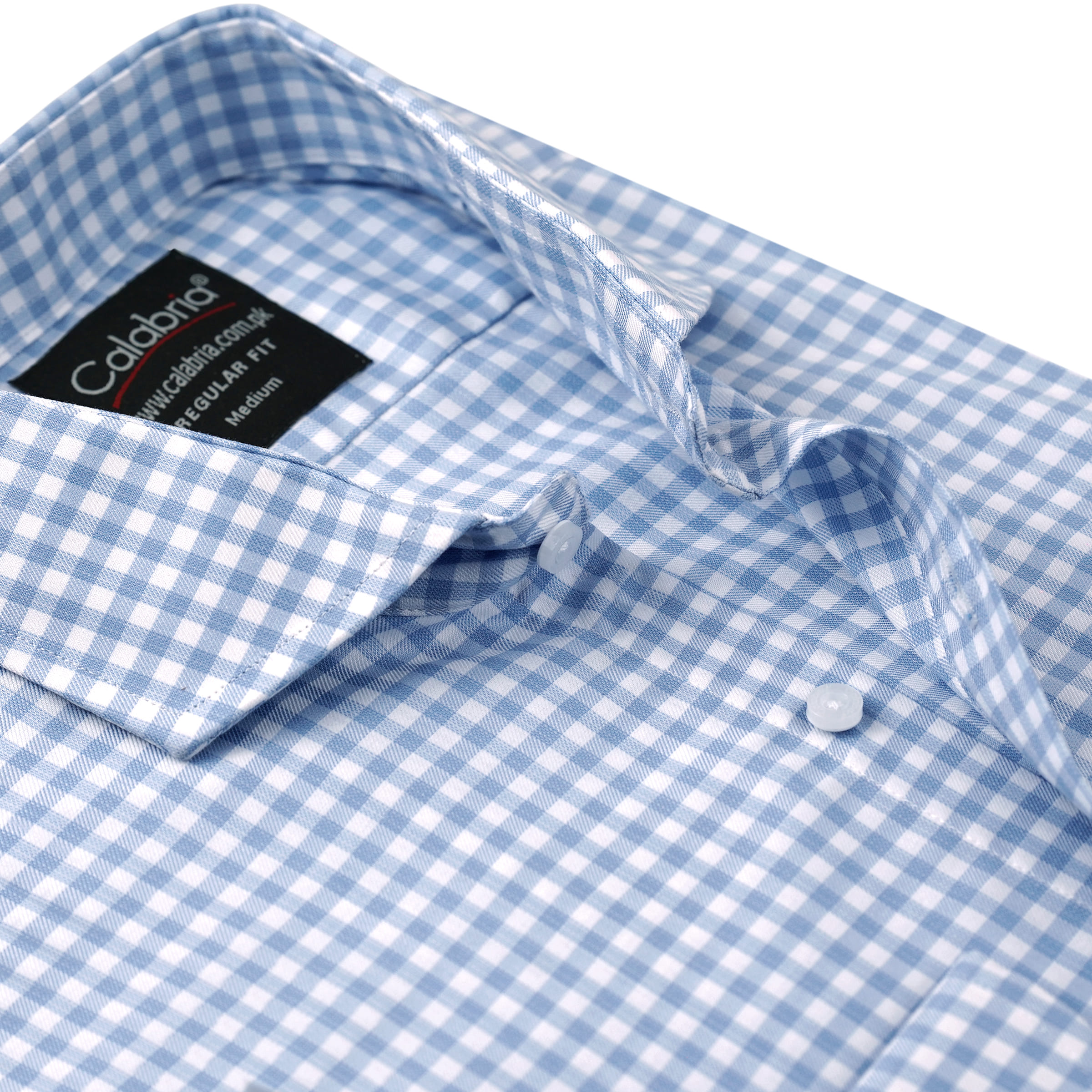 Sky Blue Egyptian Cotton Gingham Shirt CLB-MAL4430
