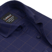 Midnight Navy Windowpane Pure Cotton Yarn Dyed Shirt CLB-TKP4036
