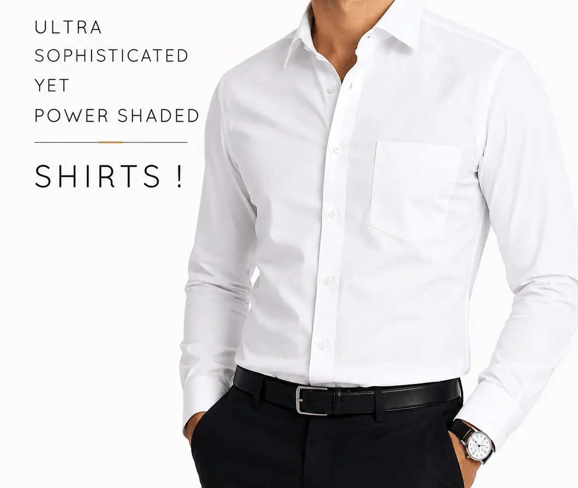 Men's formal white shirt with chest pocket and spread collar - buy ultra sophisticated power shaded shirts by Calabria Pakistan