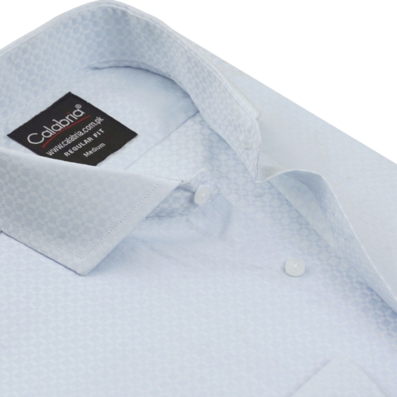 Italian Ice Blue Micro Check Luxury Cotton Shirt CLB-SNO5149