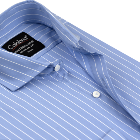 Powder Blue & White Striped Easy Iron Shirt CLB-CNS6019