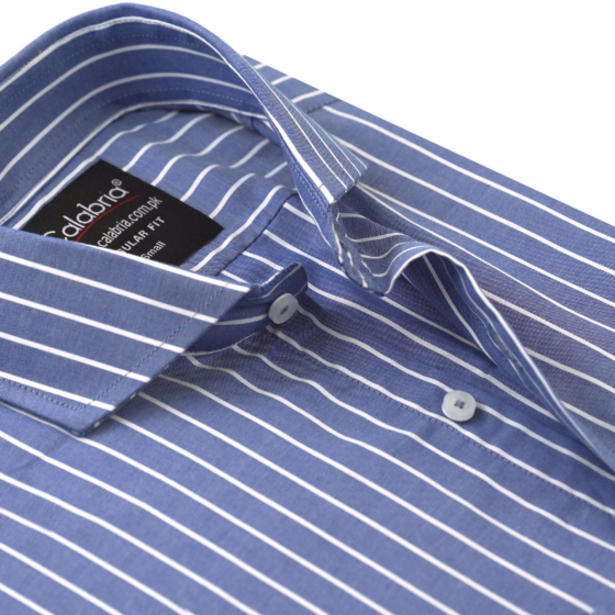 Power Blue Stripe 100% Egyptian Cotton Dress Shirt CLB-MAL4419