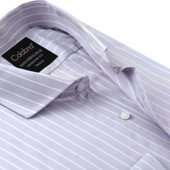 Lavender Lilac & White Stripe Formal Shirt CLB-MAL4431