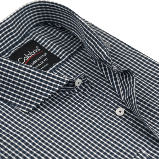 Home 13 Navy Blue & White Check Formal Shirt CLB-CNS6029