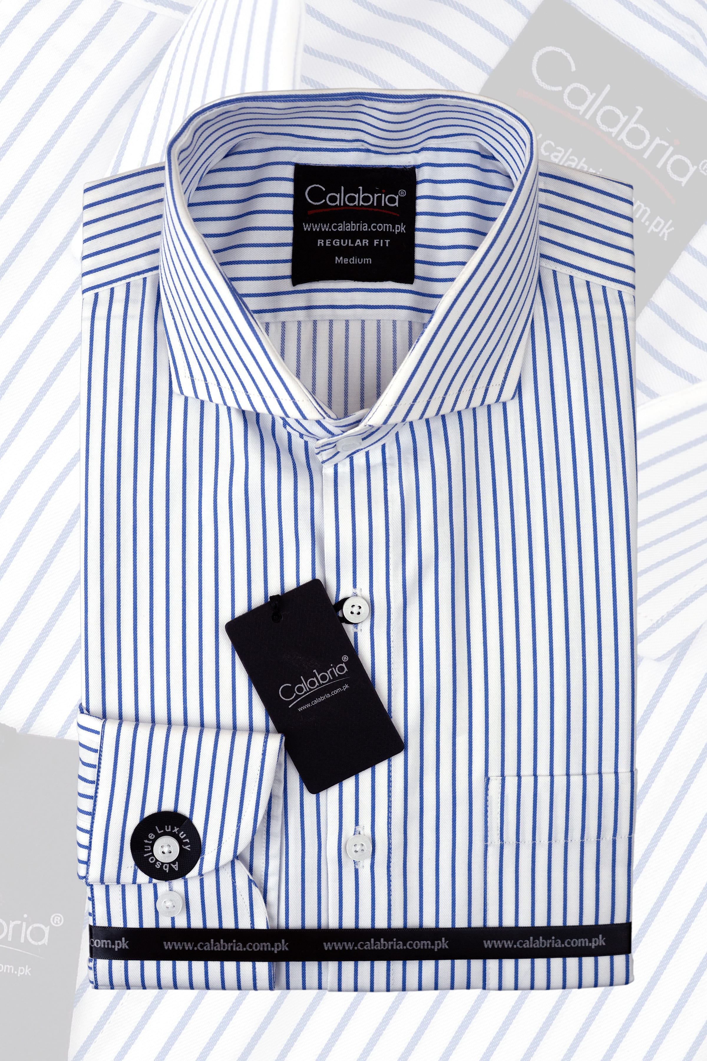 Calabria white shirt with fine blue stripes
