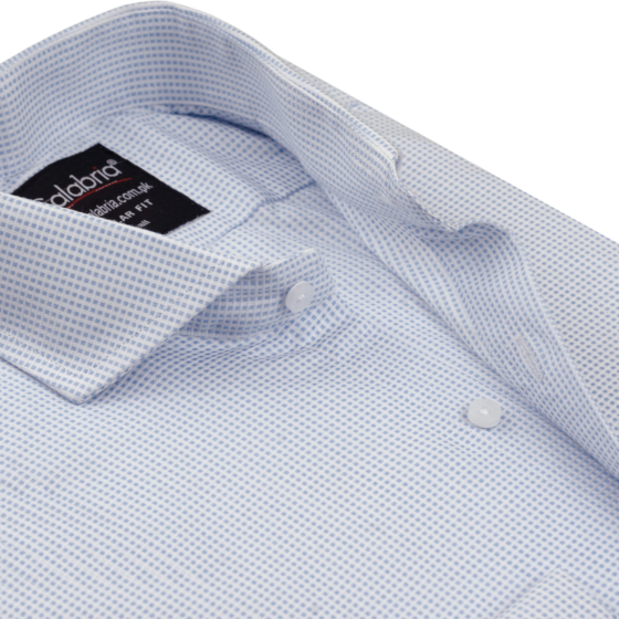 Home 53 Italian Cotton Warm White & Sky Micro-Check Textured CLB-SNO5168